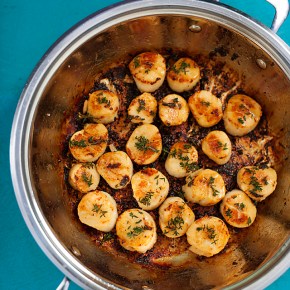 scallops with herbed brown butter, scallops, seafood, dinner, kid approved, cooking with herbs