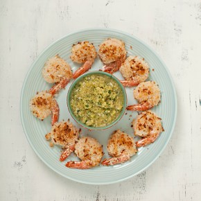 coconut shrimp pineapple-cilantro dip, summer food, coconut, seafood