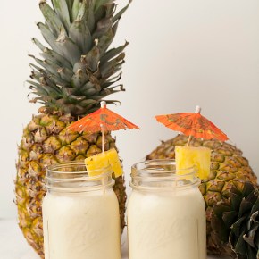 CREAMY PIÑA COLADAS, coconut rum, cocktails, summer, pineapple