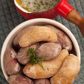 salt crusted fingerling potatoes with herb butter, summer entertaining, summer, potatoes, side dish