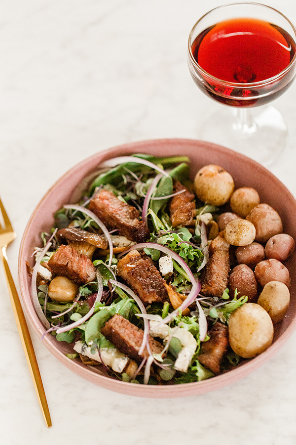 Wagyu on salad with peewee potatoes, wagyu, salad, summer salad, peewee potatoes, food blogger, Florida Girl Cooks