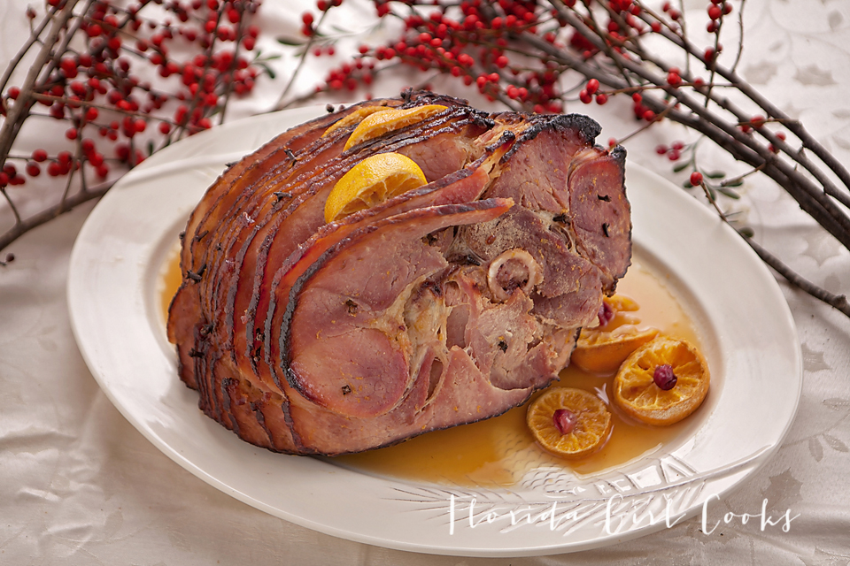 cranberry orange glazed ham, orange, cranberry, holidays, holiday entertaining,