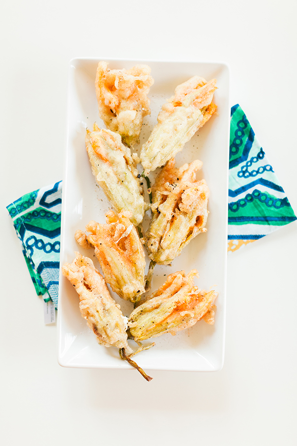 anchovy and mozzarella stuffed squash blossoms, italian cooking, appetizer, finger food, summer food, florida girl cooks